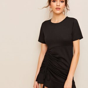 SHEIN Twist Front Ruched Bodycon Dress
