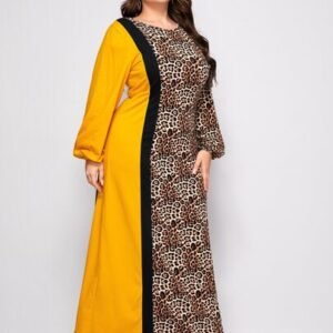 SHEIN Plus Leopard Print Colorblock Dress