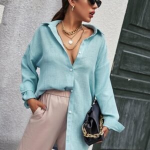 SHEIN Button Front Drop Shoulder Top