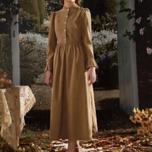 SHEIN Corduroy Flounce Sleeve Smock Dress