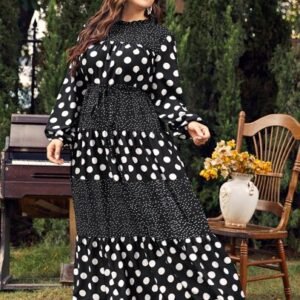 SHEIN Plus Polka Dot Frill Tie Back Dress