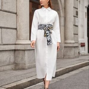 SHEIN Single Breasted Shirt Dress Without Belt