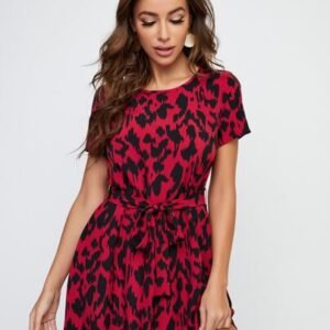 SHEIN Clasi Plus Self Belted Allover Print Dress