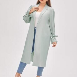 SHEIN Plus Notched Collar Knot Hem Coat