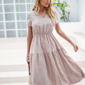 SHEIN V Neck Ditsy Floral A-line Dress