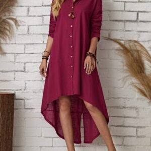 SHEIN High Low Split Back Shirt Dress