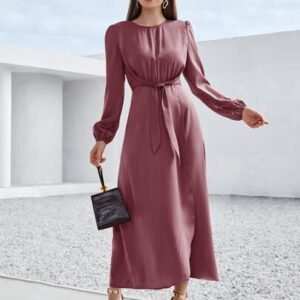 SHEIN Modely Solid Tie Front Wrap A-line Dress