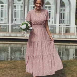 SHEIN Unity Ditsy Floral Shirred Waist Dress