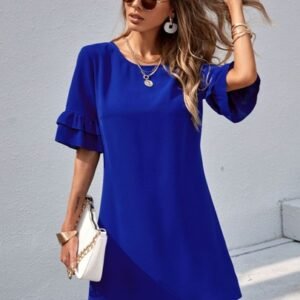 SHEIN Solid Flounce Sleeve Dress
