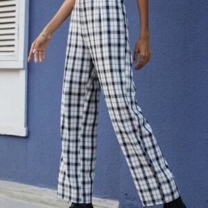 SHEIN Plaid Straight Leg Pants