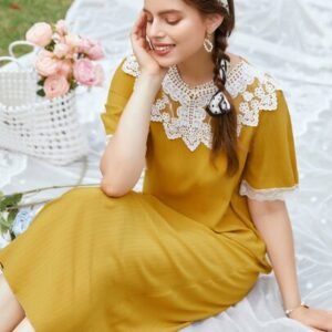 SHEIN Contrast Lace Tunic Dress