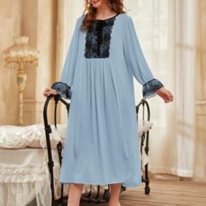 SHEIN Vintage Lace Ruffle Hem Women's Nightgown