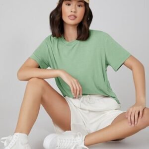 SHEIN Half Sleeve Relax Solid T Shirt