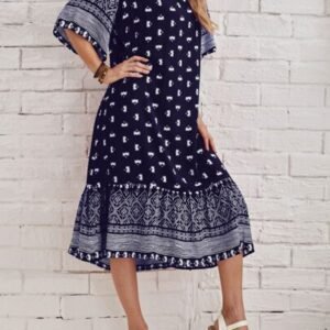 SHEIN EMERY ROSE Floral Flounce Sleeve Smock Dress