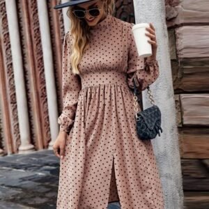 SHEIN Polka Dot Print Split Thigh Dress