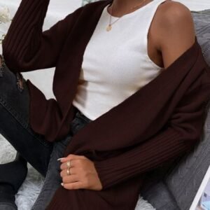 SHEIN Casual Plain Long Sleeve Loose Cardigan