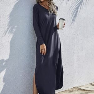 SHEIN Solid Split Hem Tee Dress