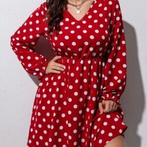 SHEIN Plus Polka Dot Ruffle Hem Dress