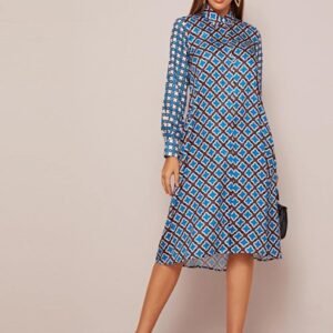 SHEIN Pocket Side Allover Print Shirt Dress