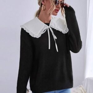 SHEIN Peter Pan Detachable Collar Sweater Women